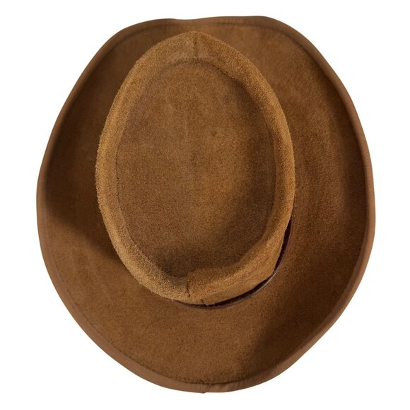 VTG Henschel Skully Western Suede Cowboy Hat Tooled Leather Buckle Band Size M - Picture 7 of 10